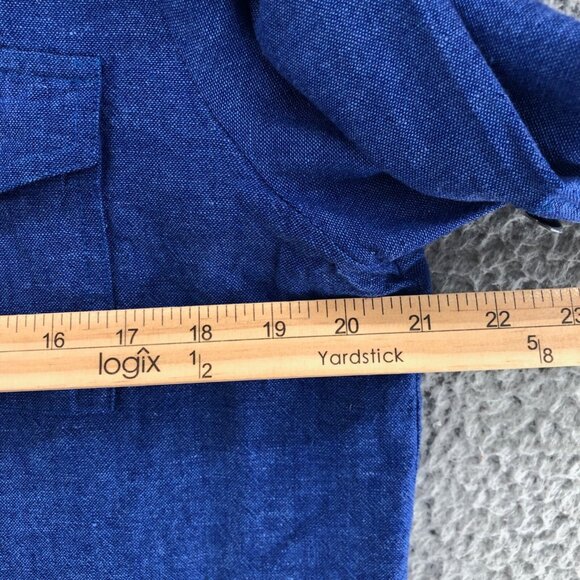 Coldwater Creek Shirt Womens Medium Blue Linen Blend Button Collar Long Sleeve - Picture 8 of 10